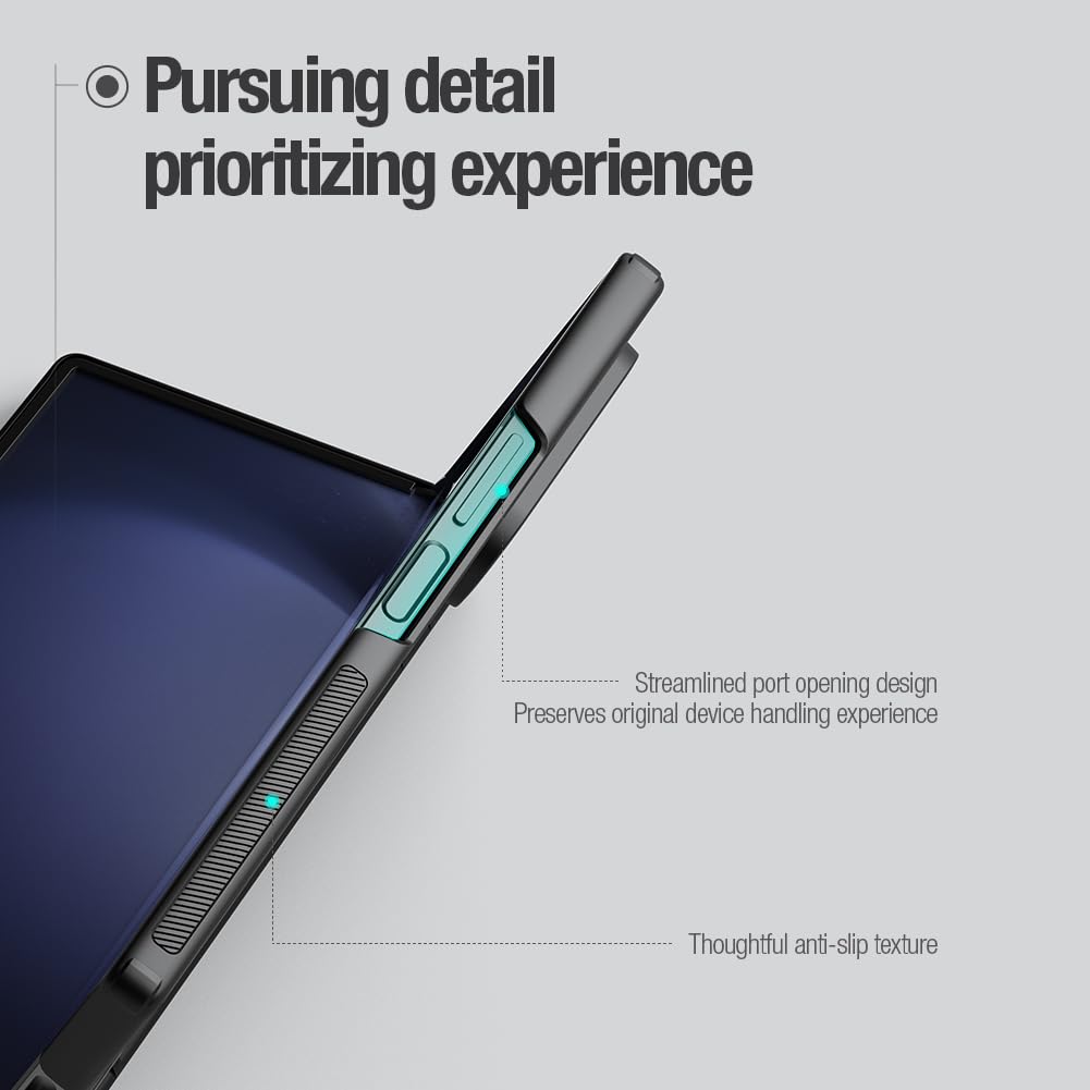 Nillkin Polycarbonate Case for Samsung Galaxy Z Fold 6 (7.6" Inch) Super Frosted Shield Fold Bracket Phone Holder Version 180 Folding 360 Protect Black Color