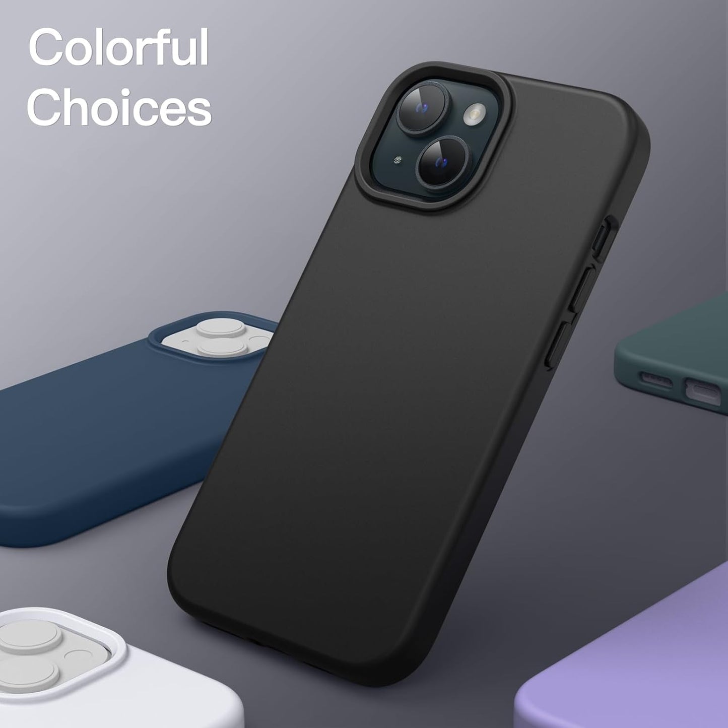 DIZORO Compatible for iPhone 15 Case 6.1, Slim Liquid Silicone Case 3 Layers Full Covered Soft Gel Rubber Phone Case Protective Cover 6.1 Inch (Black)