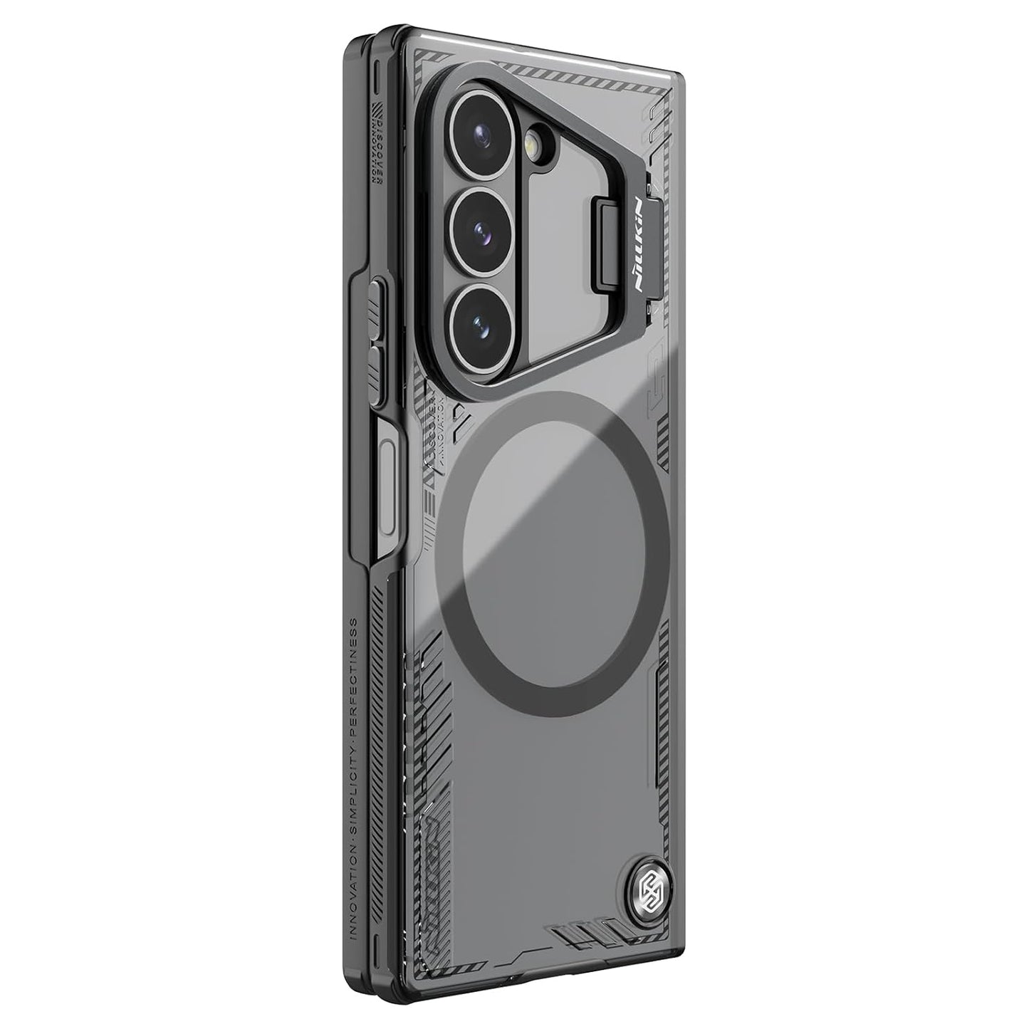 Nillkin Case for Samsung Galaxy Z Fold 6 (7.6″ Inch) Iceblade Fold Case with Mag Safe Magnetic Features Corner Air Bags + Aluminium Camera Protect Stand Scratch & dust Proof Black