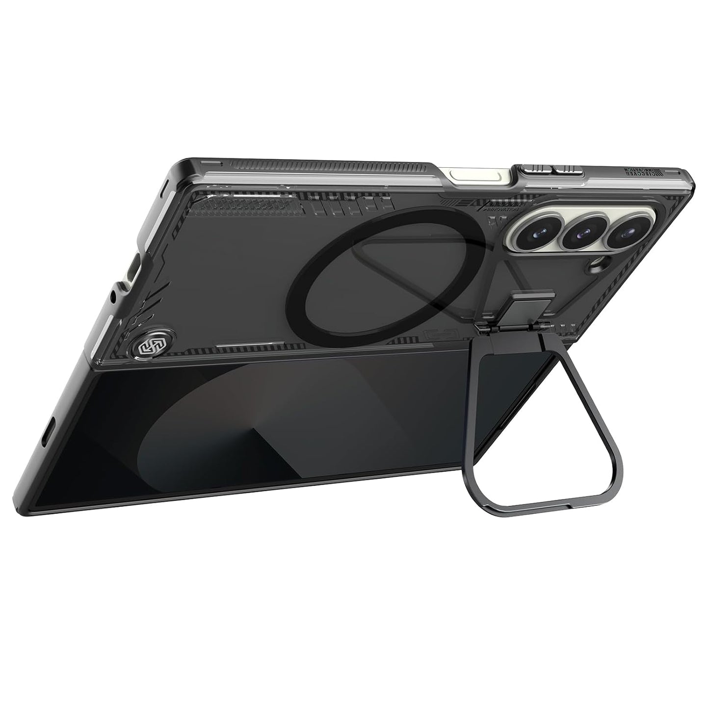 Nillkin Case for Samsung Galaxy Z Fold 6 (7.6″ Inch) Iceblade Fold Case with Mag Safe Magnetic Features Corner Air Bags + Aluminium Camera Protect Stand Scratch & dust Proof Black