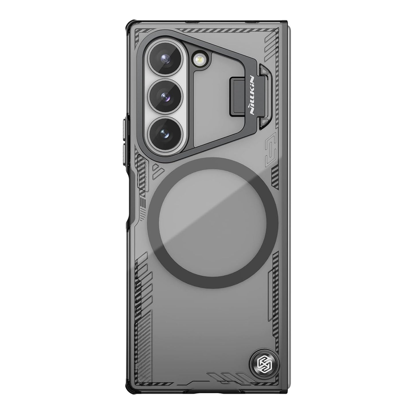Nillkin Case for Samsung Galaxy Z Fold 6 (7.6″ Inch) Iceblade Fold Case with Mag Safe Magnetic Features Corner Air Bags + Aluminium Camera Protect Stand Scratch & dust Proof Black
