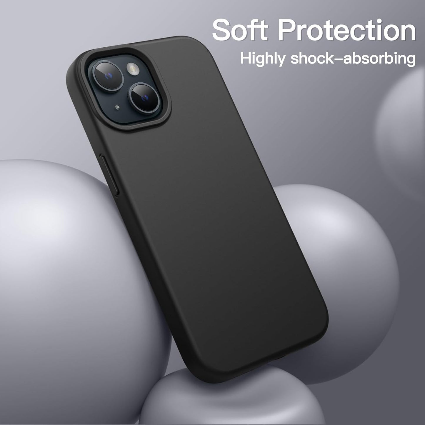 DIZORO Compatible for iPhone 15 Case 6.1, Slim Liquid Silicone Case 3 Layers Full Covered Soft Gel Rubber Phone Case Protective Cover 6.1 Inch (Black)