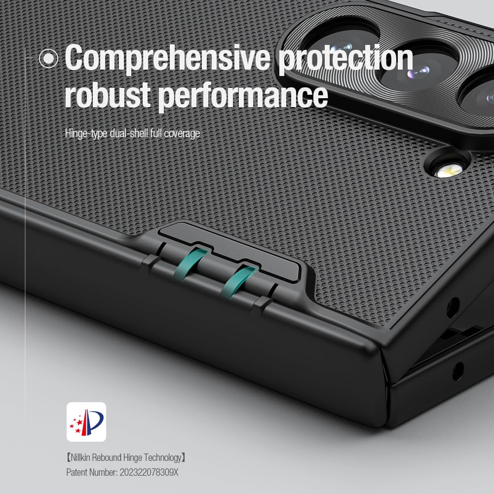 Nillkin Polycarbonate Case for Samsung Galaxy Z Fold 6 (7.6" Inch) Super Frosted Shield Fold Bracket Phone Holder Version 180 Folding 360 Protect Black Color