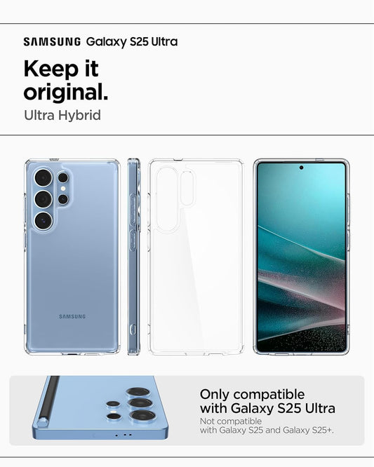 Spigen Ultra Hybrid for Samsung Galaxy S25 Ultra Case, Transparent Galaxy S25 Ultra Back Cover (2025) - Crystal Clear