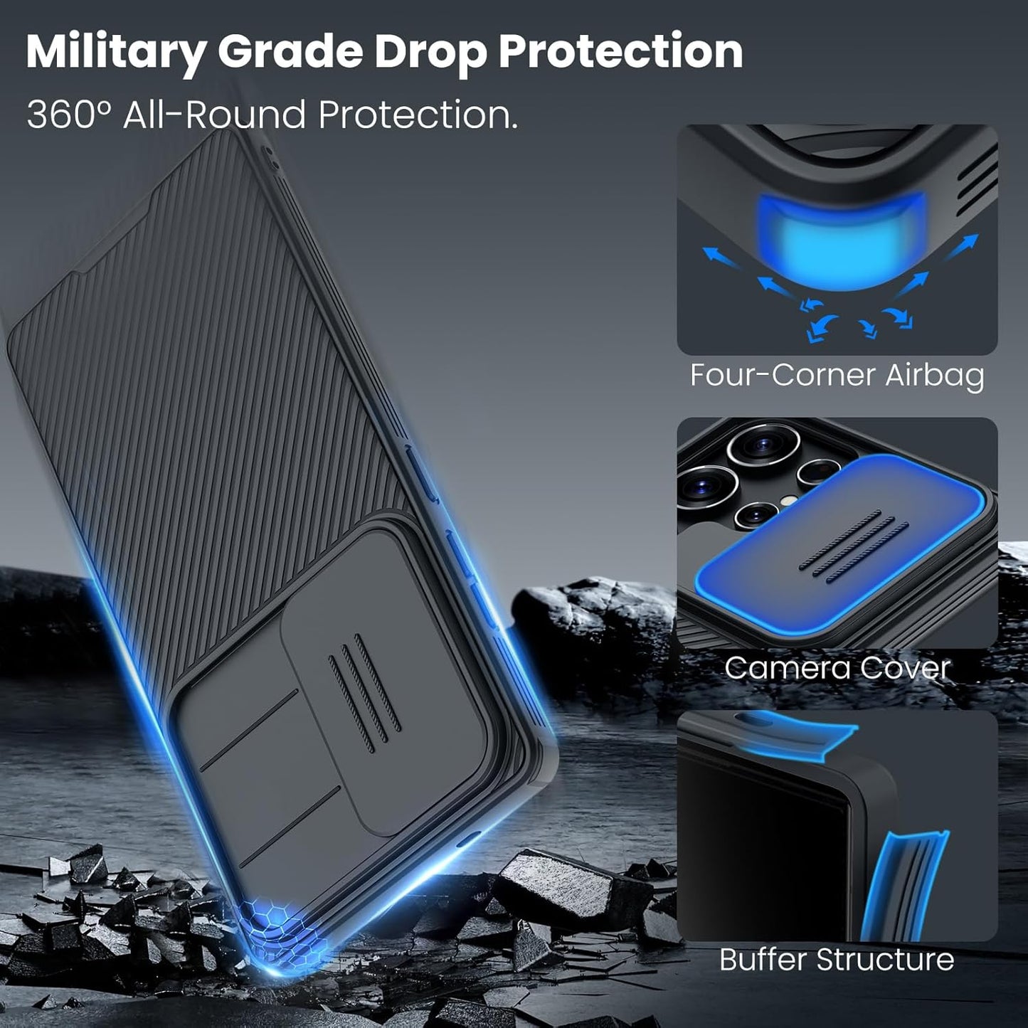 Nillkin PC + Silicon Galaxy S25 Ultra Case, Camshield Pro For Samsung Galaxy S25 Ultra Case With Slide Camera Cover, S25 Ultra 5G Slim Case Phone Case 2025 6.86'' (Black)