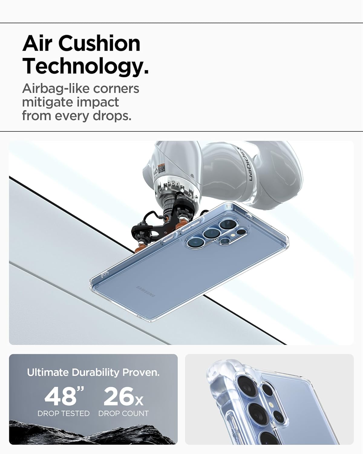 Spigen Ultra Hybrid for Samsung Galaxy S25 Ultra Case, Transparent Galaxy S25 Ultra Back Cover (2025) - Crystal Clear