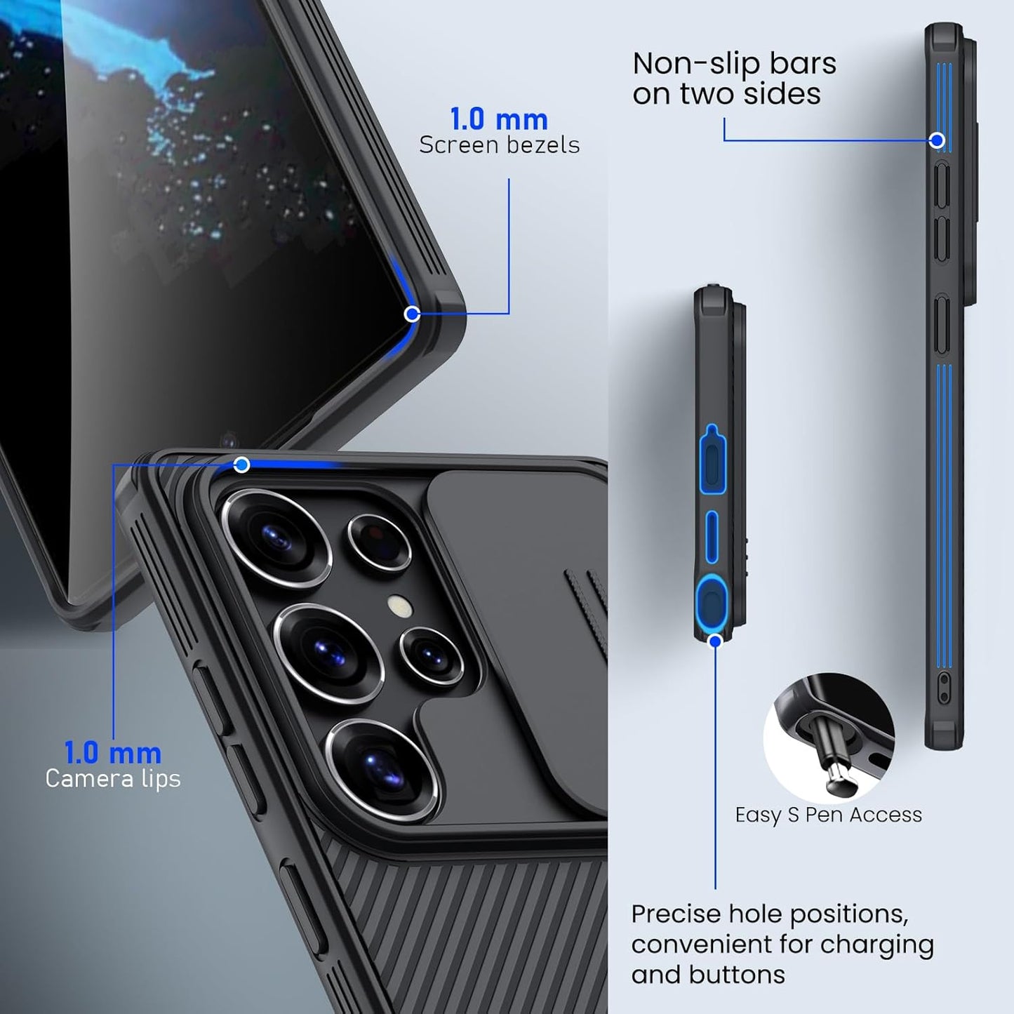 Nillkin PC + Silicon Galaxy S25 Ultra Case, Camshield Pro For Samsung Galaxy S25 Ultra Case With Slide Camera Cover, S25 Ultra 5G Slim Case Phone Case 2025 6.86'' (Black)