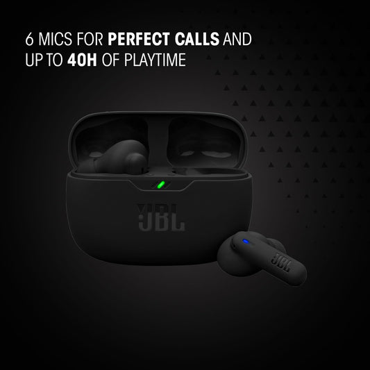 JBL Wave Beam 2 Ear Buds Wireless BluetoothV5.3, Active Noise Cancellation Earbuds,Multi Connect, App for Customized Extra Bass Eq, Relax Mode,Speed Charge, 40H Playback, Fast Pair,4 Mics,IP54(Black)