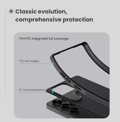 Nillkin Case for Samsung Galaxy S25 Ultra (6.8" Inch) Super Frosted Shield Pro Hard Back Soft Border (PC + TPU Case) Shock Absorb Cover Raised Bezel Camera Protect PC Black Color