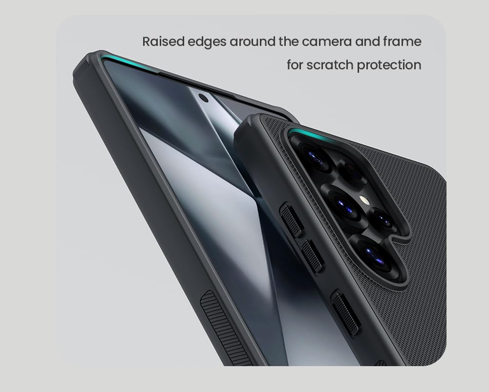 Nillkin Case for Samsung Galaxy S25 Ultra (6.8" Inch) Super Frosted Shield Pro Hard Back Soft Border (PC + TPU Case) Shock Absorb Cover Raised Bezel Camera Protect PC Black Color