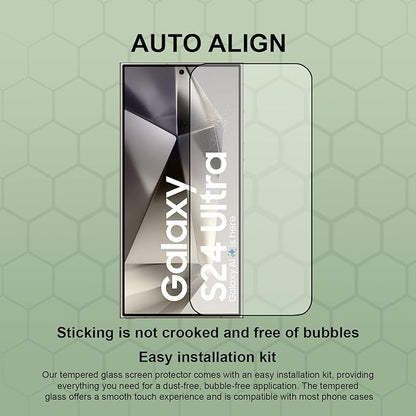 LIRAMARK Easy Fit 9H Anti-Smudge Tempered Glass Screen protector compatible with Samsung Galaxy S24 Ultra 5G .Screen Guard with auto align Installation Kit for Samsung Galaxy S24 Ultra 5G (6.8 Inch)