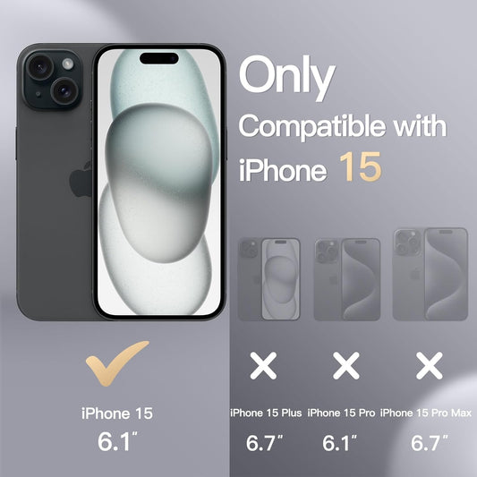DIZORO Compatible for iPhone 15 Case 6.1, Slim Liquid Silicone Case 3 Layers Full Covered Soft Gel Rubber Phone Case Protective Cover 6.1 Inch (Black)