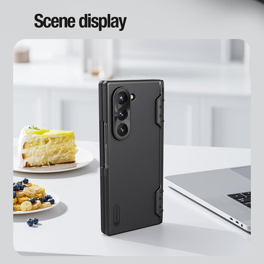 Nillkin Polycarbonate Case for Samsung Galaxy Z Fold 6 (7.6" Inch) Super Frosted Shield Fold Bracket Phone Holder Version 180 Folding 360 Protect Black Color