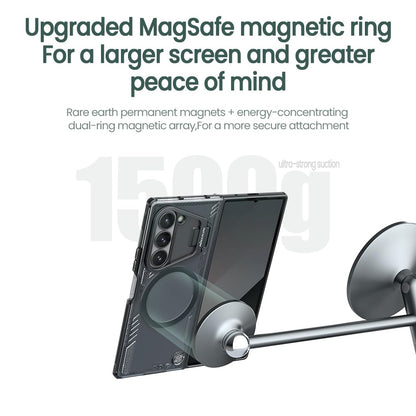 Nillkin Case for Samsung Galaxy Z Fold 6 (7.6″ Inch) Iceblade Fold Case with Mag Safe Magnetic Features Corner Air Bags + Aluminium Camera Protect Stand Scratch & dust Proof Black