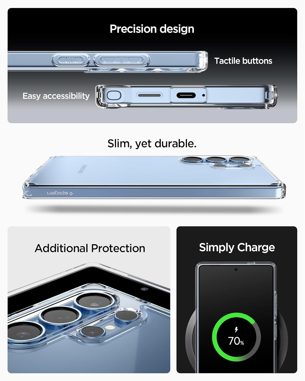 Spigen Ultra Hybrid for Samsung Galaxy S25 Ultra Case, Transparent Galaxy S25 Ultra Back Cover (2025) - Crystal Clear