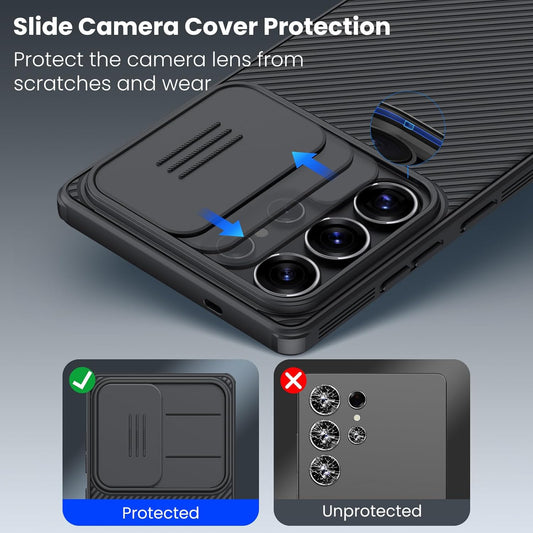 Nillkin PC + Silicon Galaxy S25 Ultra Case, Camshield Pro For Samsung Galaxy S25 Ultra Case With Slide Camera Cover, S25 Ultra 5G Slim Case Phone Case 2025 6.86'' (Black)